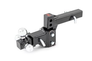 Adjustable Trailer Hitch - Rough Country - 6 Inch Drop, Multi-Ball Mount - Black